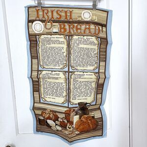 Vintage Irish Bread Recipes Linen Tea Towel by Linanne Ireland 28” x 18” Unused